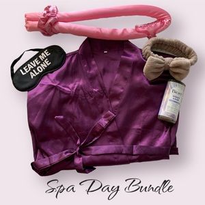 GIFT Spa Day Gift Set Women Robe, curler, Headband, toner & sleep mask